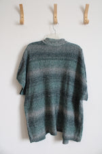 CJ Banks Green Knit Short Sleeved Open Cardigan | 2X