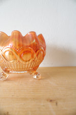Vintage Northwood Beaded Cable Marigold Footed Glass Dish