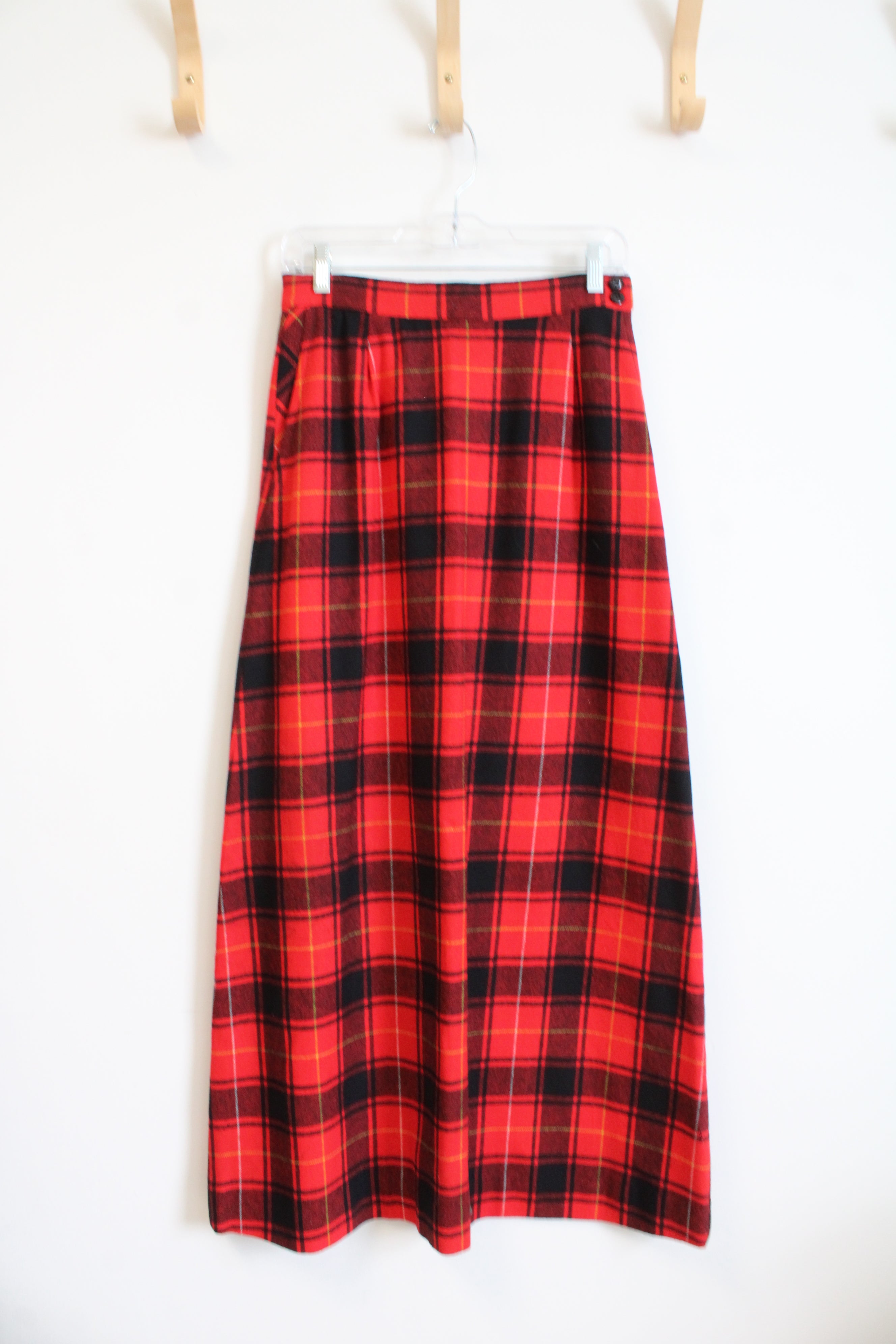 Pendleton Vintage Red & Black Plaid Wool Skirt | 12
