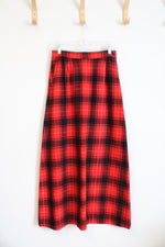 Pendleton Vintage Red & Black Plaid Wool Skirt | 12