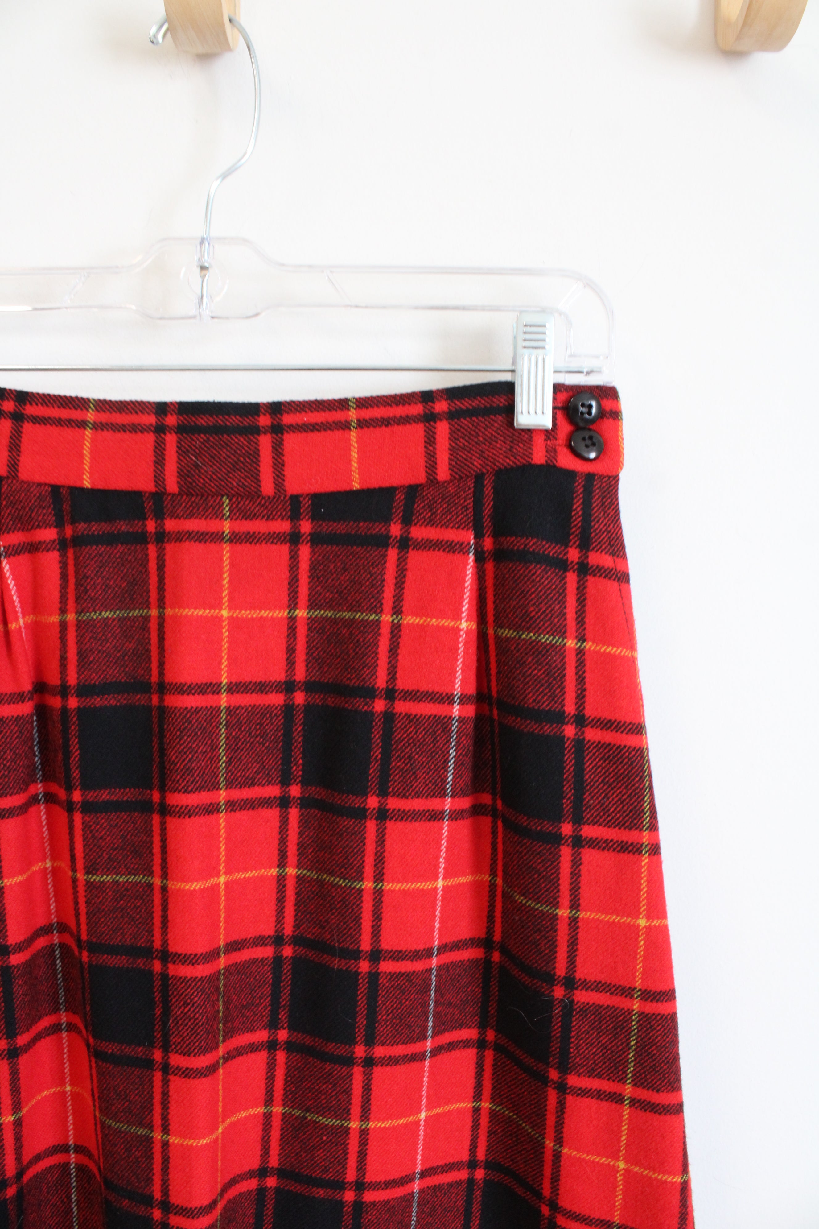 Pendleton Vintage Red & Black Plaid Wool Skirt | 12