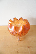 Vintage Northwood Beaded Cable Marigold Footed Glass Dish
