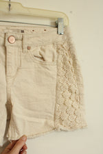 Route 66 Cream Floral Side Detailed Denim Shorts | 4