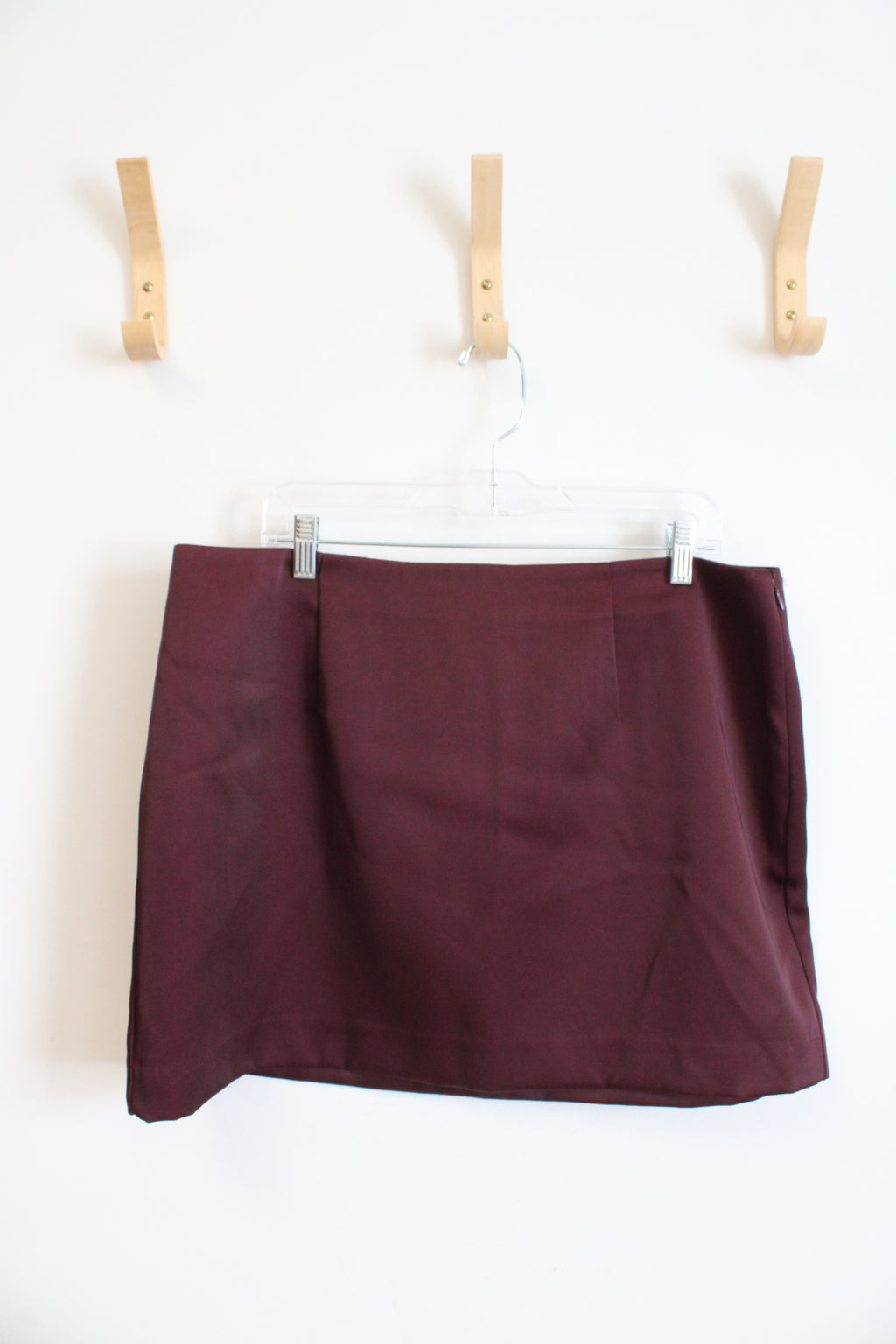 NEW A New Day Burgundy Satin Mini Skirt | 16
