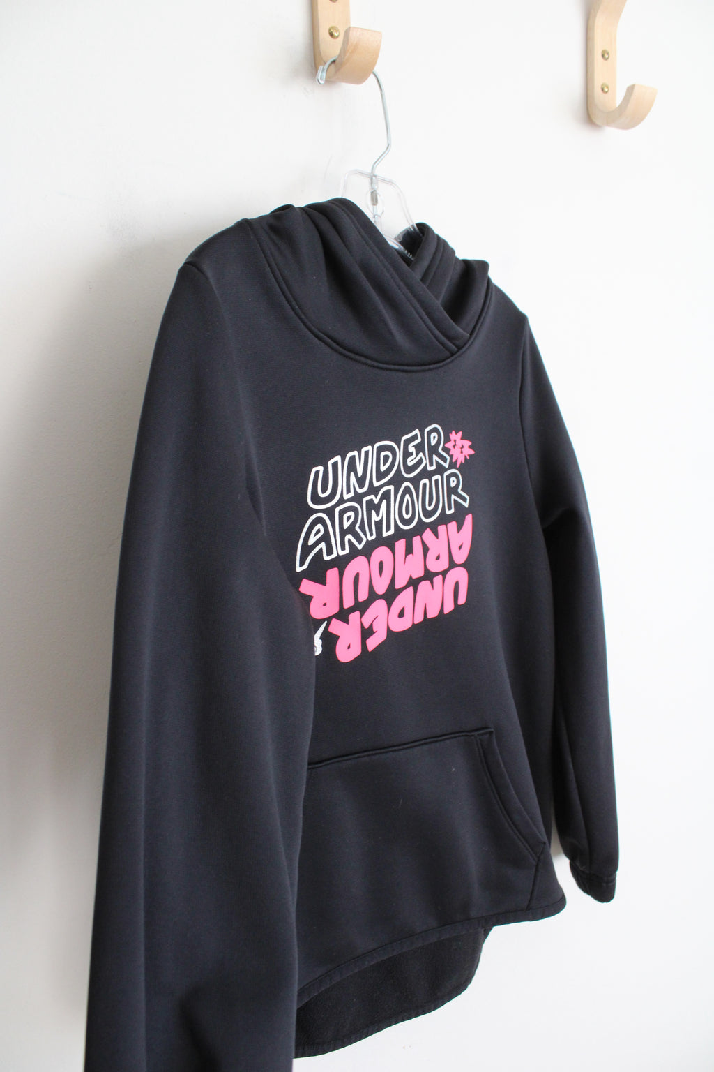 Under Armour Black & Pink Logo Hoodie | Youth S
