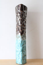 Metallic and Turquoise Textured Ceramic Neptune Vase
