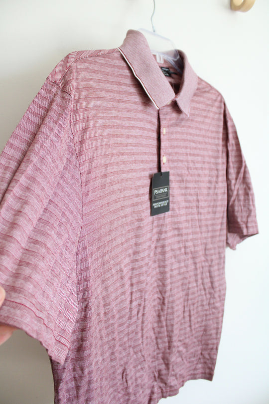 NEW Jos. A. Bank Red Striped Polo Shirt | L