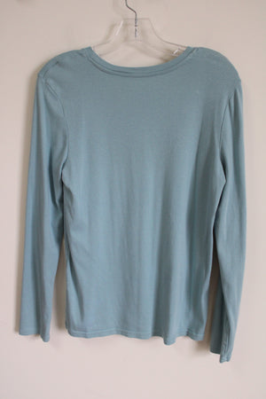 Eddie Bauer Modal Blend Long Sleeved Blue Shirt | L