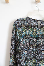 J.Jill Brown Black Blue Green Patterned Long Sleeved Blouse | L