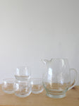 Vintage Clear Glass Etched Small Pitcher & Glasses | Set Of 6
