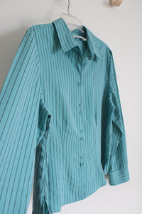 Apparenza Blue Striped Button Down Top | L Petite
