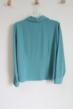 Apparenza Blue Striped Button Down Top | L Petite