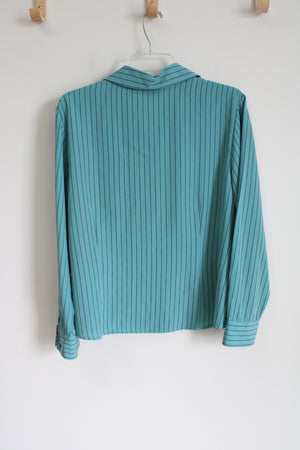 Apparenza Blue Striped Button Down Top | L Petite