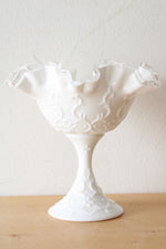 White Milk Glass With Spanish Lace Pattern