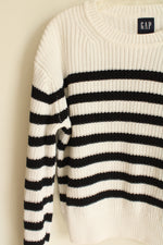 Gap Black & White Striped Cotton Sweater | M