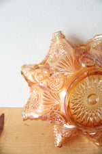 Vintage Imperial Marigold Carnival Glass Ruffled Edge Bowl