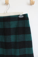NEW J.Crew Green & Black Buffalo Plaid Wool Blend Mini Skirt | 8