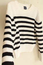 Gap Black & White Striped Cotton Sweater | M