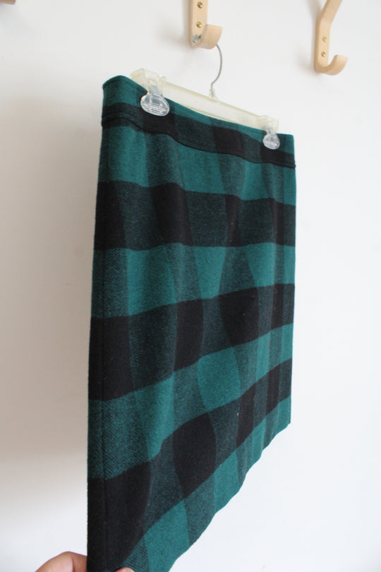 NEW J.Crew Green & Black Buffalo Plaid Wool Blend Mini Skirt | 8