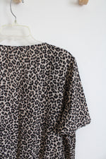 Michael Kors Brown & Black Leopard Print V-Neck Top | XL