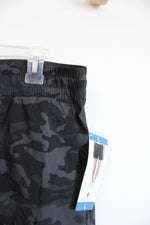 NEW Tuff Athletics Black and Gray Camo Stretch Shorts | L