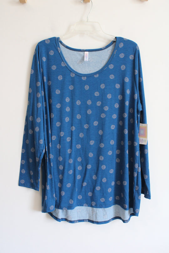 NEW LuLaRoe Lynnae Blue Patterned Long Sleeved Top | 3XL