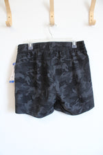 NEW Tuff Athletics Black and Gray Camo Stretch Shorts | L