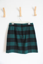 NEW J.Crew Green & Black Buffalo Plaid Wool Blend Mini Skirt | 8