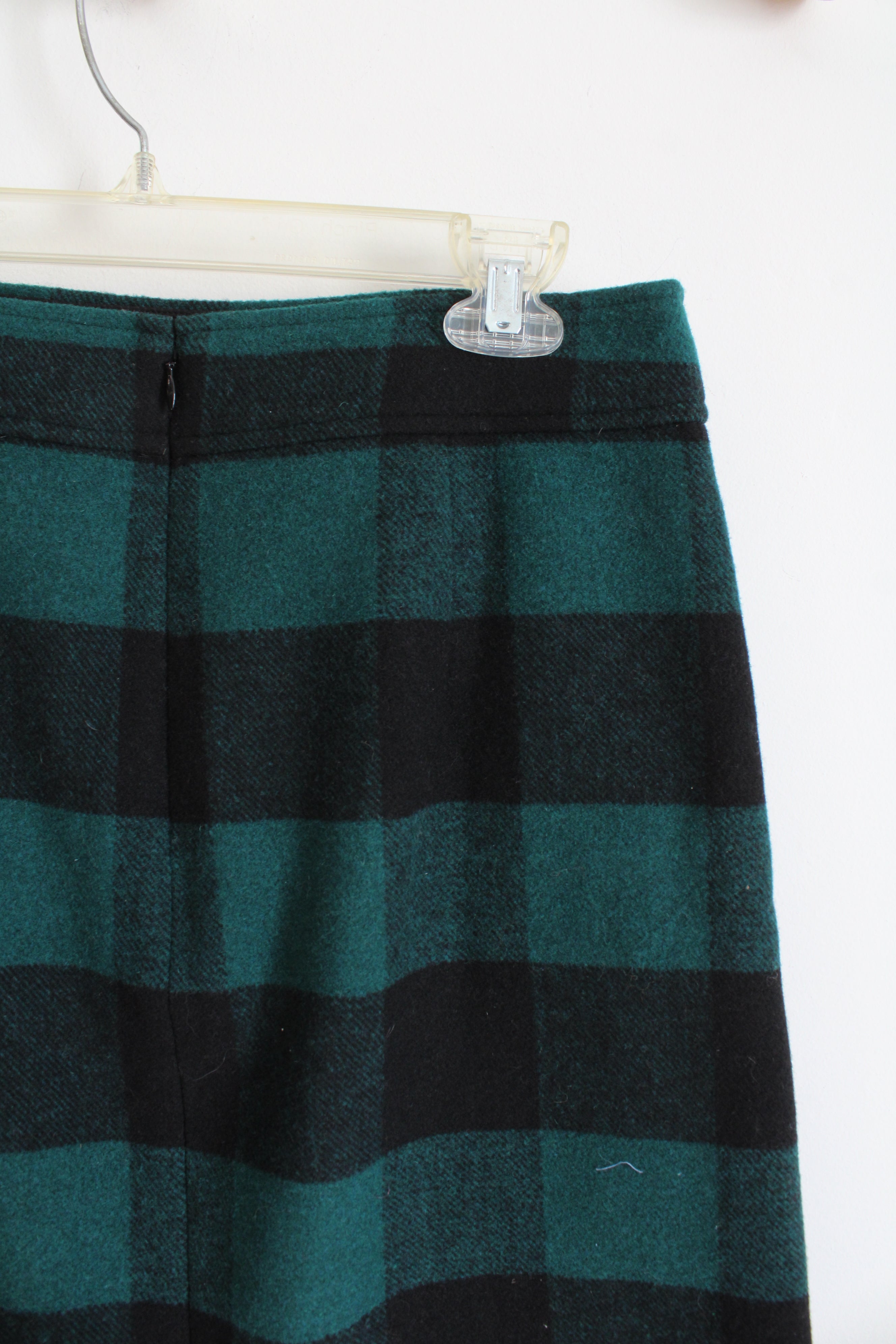 NEW J.Crew Green & Black Buffalo Plaid Wool Blend Mini Skirt | 8