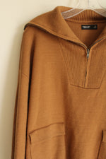 Vera Wang Camel Brown Quarter Zip Sweater | XL