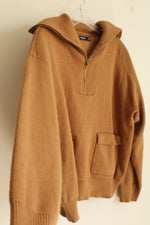Vera Wang Camel Brown Quarter Zip Sweater | XL