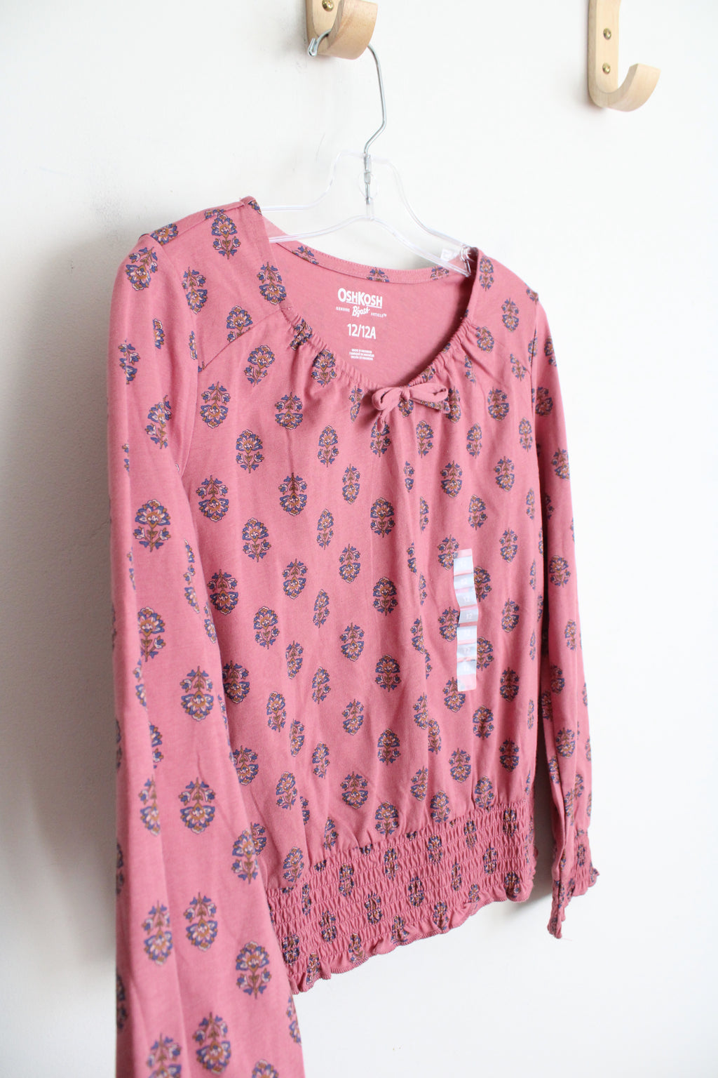 NEW OshKosh Pink Blue Floral Long Sleeved Top | Youth 12