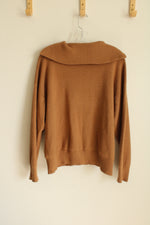 Vera Wang Camel Brown Quarter Zip Sweater | XL