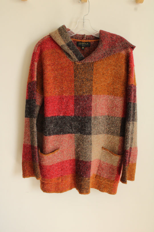 NEW Joseph A. Savannah Plaid Hooded Sweater | M