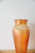 Vintage Marigold Ribbed Carnival Glass Vase