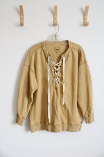Aerie Mustard Gold Lace Up Sweatshirt | S