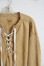 Aerie Mustard Gold Lace Up Sweatshirt | S