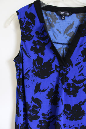 Ellen Tracy Blue Black Cobalt Floral Tank | S
