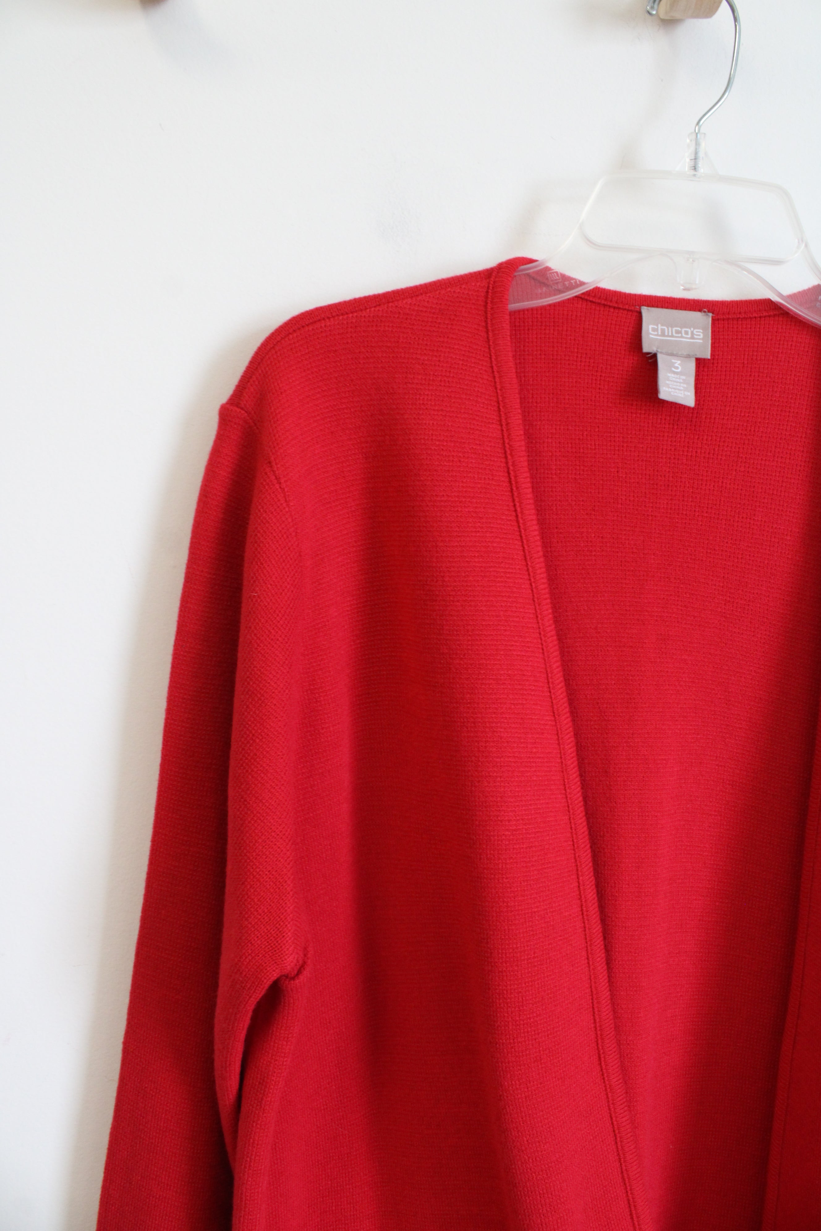 Chico's Red Knit Cardigan | 3 (XL)