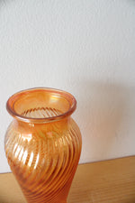 Vintage Marigold Ribbed Carnival Glass Vase