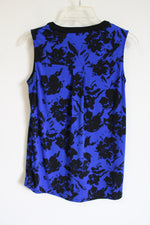 Ellen Tracy Blue Black Cobalt Floral Tank | S