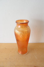 Vintage Marigold Ribbed Carnival Glass Vase