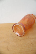 Vintage Marigold Ribbed Carnival Glass Vase