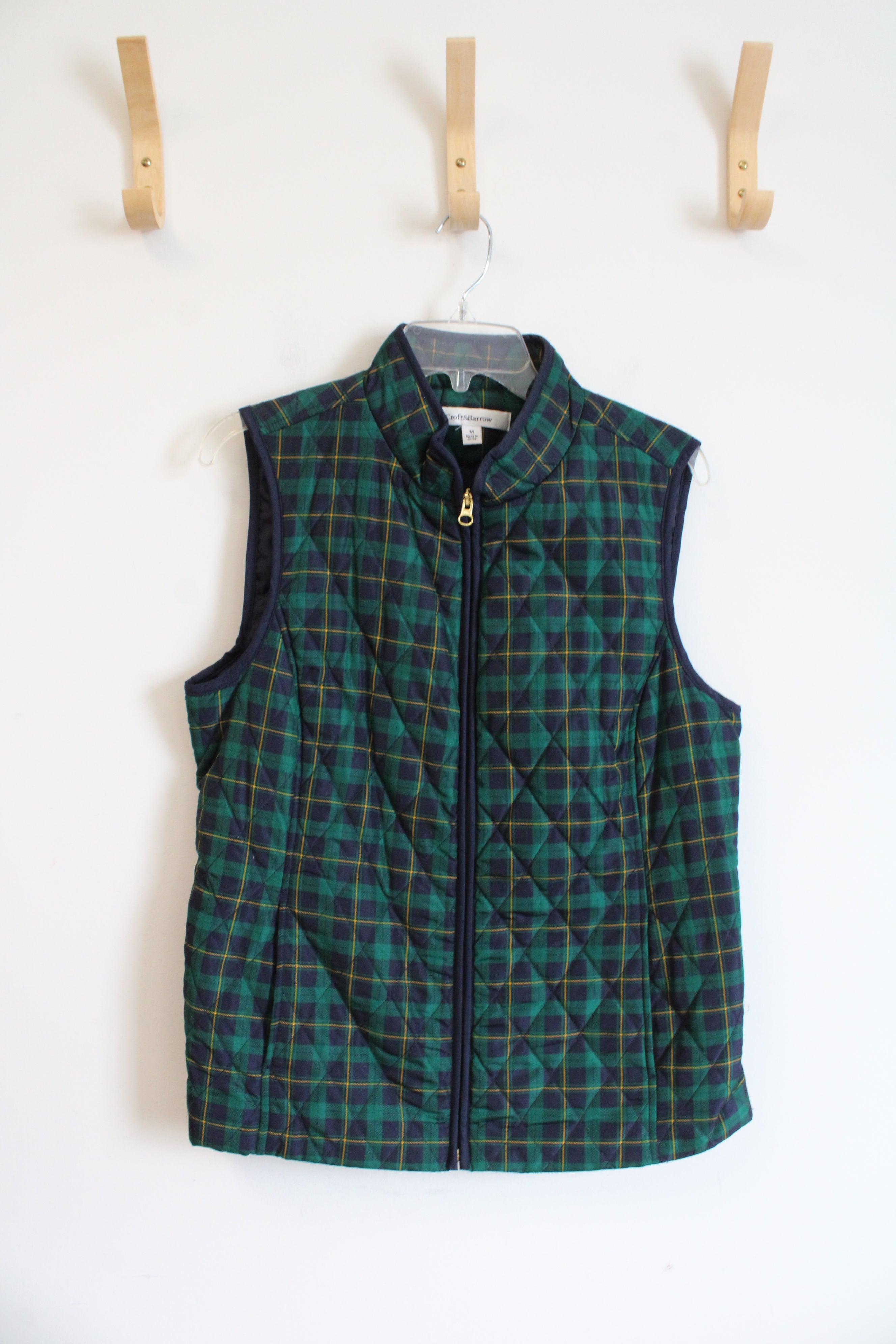 Croft & Barrow Green Blue & Yellow Plaid Vest | M