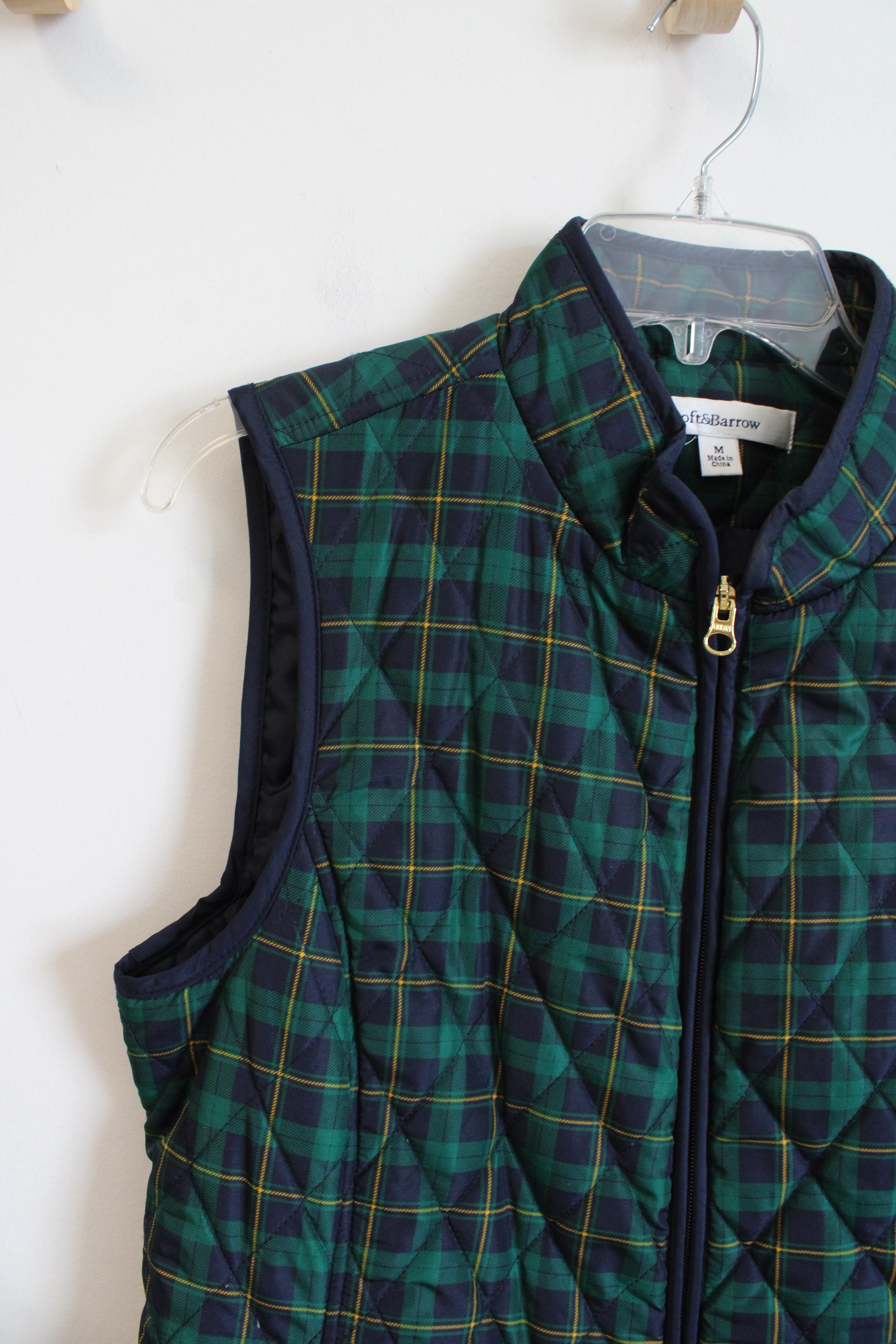 Croft & Barrow Green Blue & Yellow Plaid Vest | M