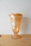 Vintage Jeanette Marigold Iris & Herringbone Carnival Glass Vase