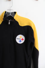 NFL Pittsburgh Steelers Black & Yellow Fleece Quarter Zip Sweatshirt | Youth M (10/12)