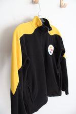NFL Pittsburgh Steelers Black & Yellow Fleece Quarter Zip Sweatshirt | Youth M (10/12)