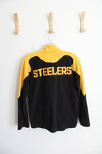 NFL Pittsburgh Steelers Black & Yellow Fleece Quarter Zip Sweatshirt | Youth M (10/12)