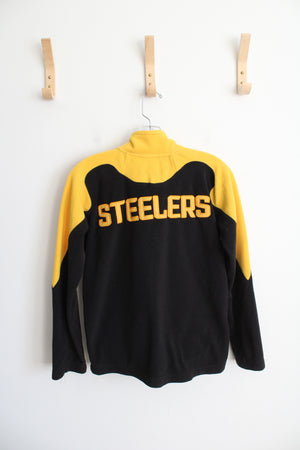 NFL Pittsburgh Steelers Black & Yellow Fleece Quarter Zip Sweatshirt | Youth M (10/12)